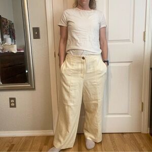 Ann Taylor Light Cream Wide-Leg Pants